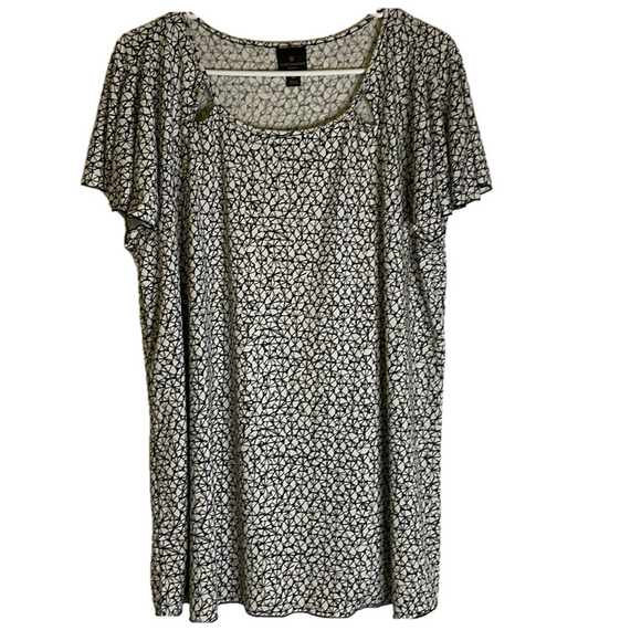 WORTHINGTON Flutter Short Sleeve Geometric Print Pullover - Picture 1 of 8